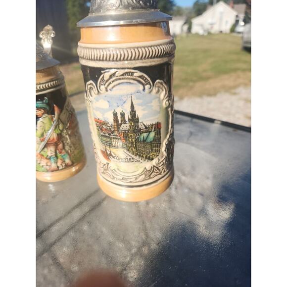 Hand Painted West German Handarbeit Gerzit Lidded Stein, and 1 one unknown maker - Picture 8 of 13